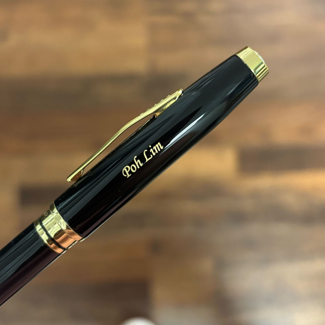 Cross Coventry Ballpoint Pen in Black Lacquer With Gold Tone — Cross ballpoint pen — reliable smooth-writing everyday pen, at Cityluxe Singapore