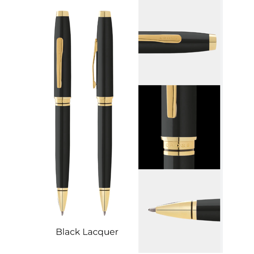 Cross Coventry Ballpoint Pen in Black Lacquer With Gold Tone — Cross ballpoint pen — reliable smooth-writing everyday pen, at Cityluxe Singapore