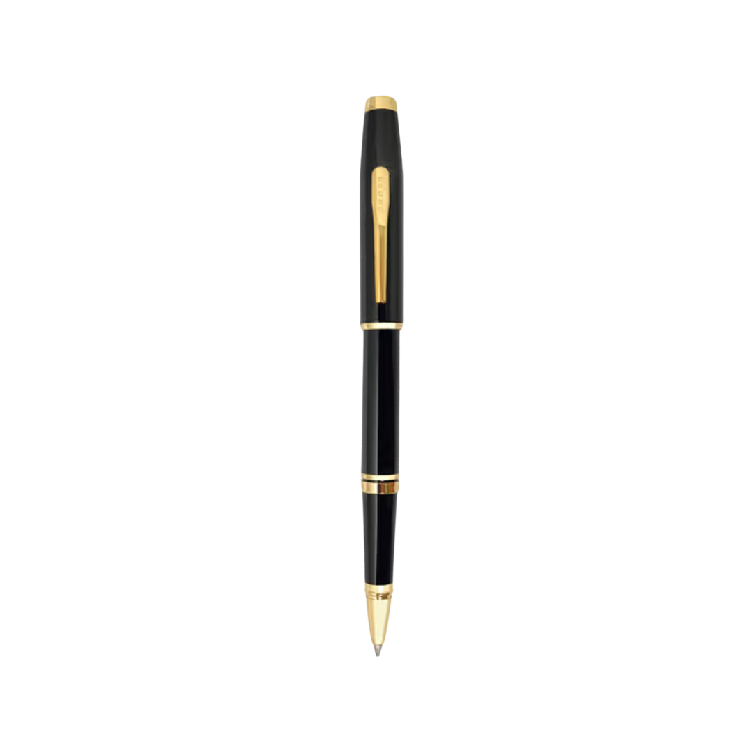 Cross Coventry Rollerball Pen in Black Lacquer With Gold Tone — Cross rollerball pen — fluid gel ink writing instrument, at Cityluxe Singapore