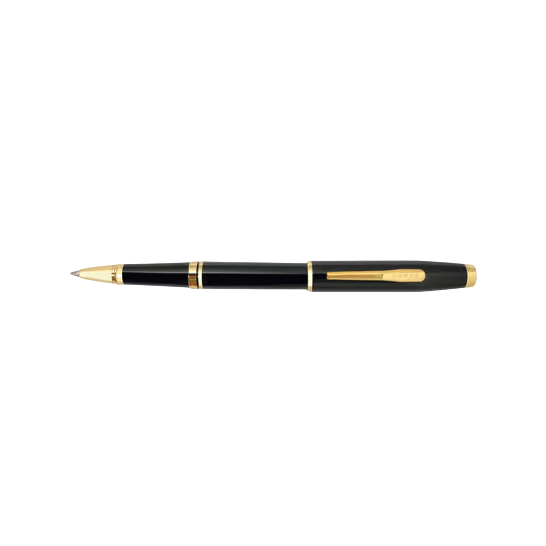 Cross Coventry Rollerball Pen in Black Lacquer With Gold Tone — Cross rollerball pen — fluid gel ink writing instrument, at Cityluxe Singapore