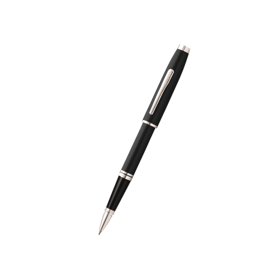Cross Coventry Rollerball Pen in Black Lacquer with Polished Chrome Trim — Cross rollerball pen — fluid gel ink writing instrument, at Cityluxe Singapore