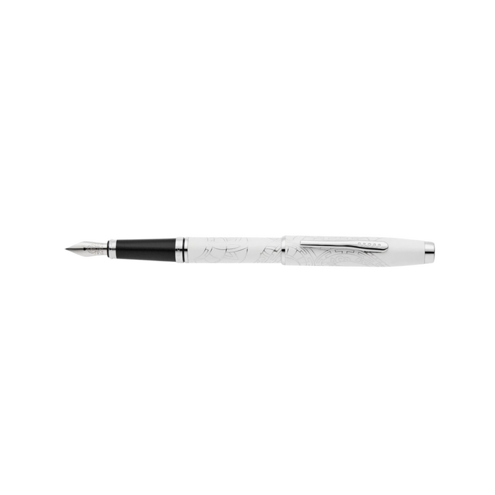 Cross Coventry Zodiac Year of the Snake Fountain Pen - Pearl White Lacquer with Polished Chrome / Medium — Cross fountain pen — precision nib writing instrument, at Cityluxe Singapore stationery store