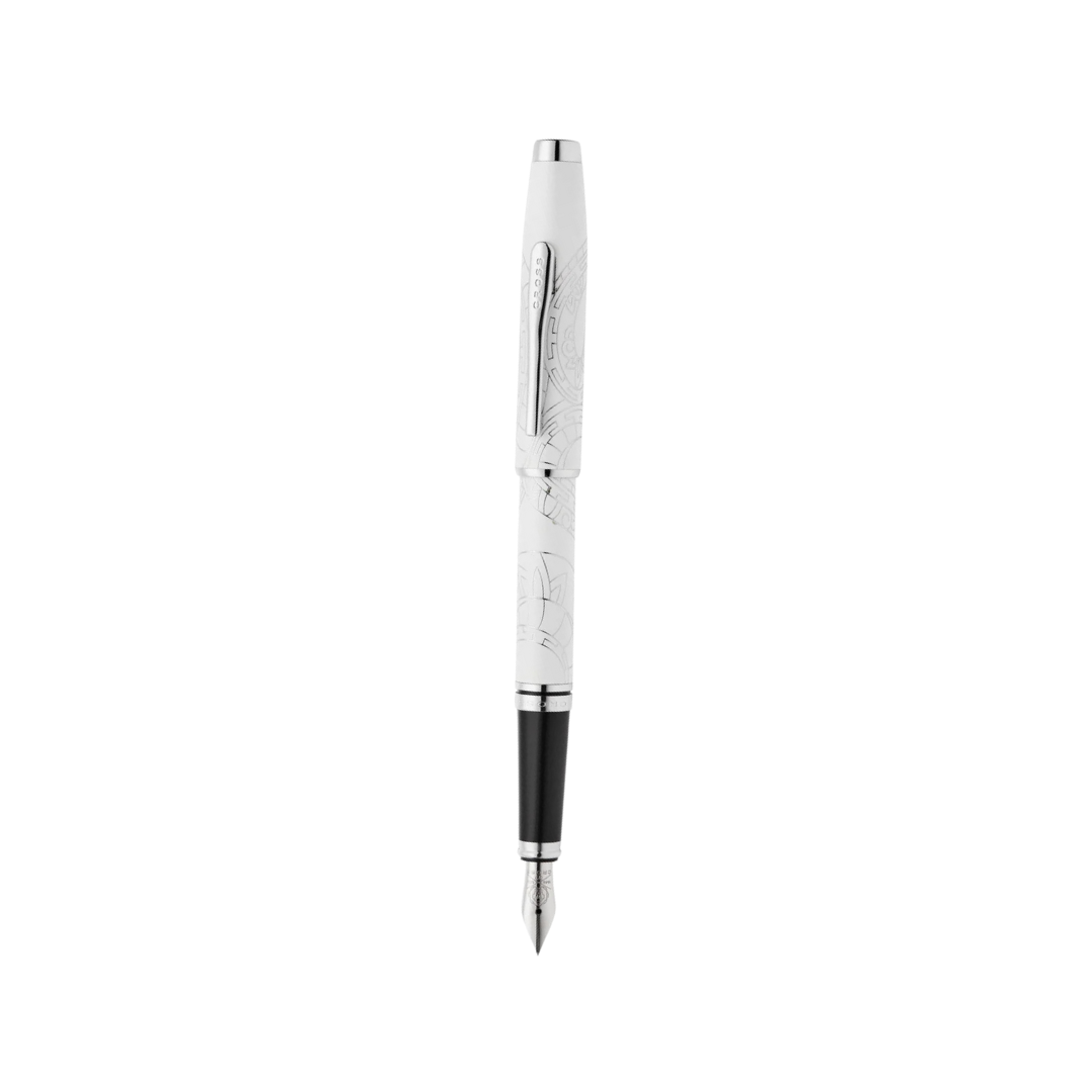Cross Coventry Zodiac Year of the Snake Fountain Pen - Pearl White Lacquer with Polished Chrome / Medium — Cross fountain pen — precision nib writing instrument, at Cityluxe Singapore stationery store