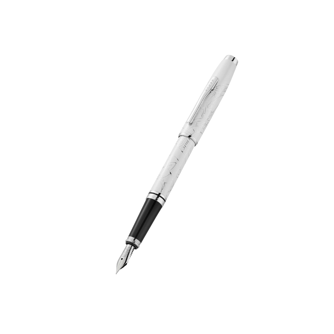 Cross Coventry Zodiac Year of the Snake Fountain Pen - Pearl White Lacquer with Polished Chrome / Medium — Cross fountain pen — precision nib writing instrument, at Cityluxe Singapore stationery store