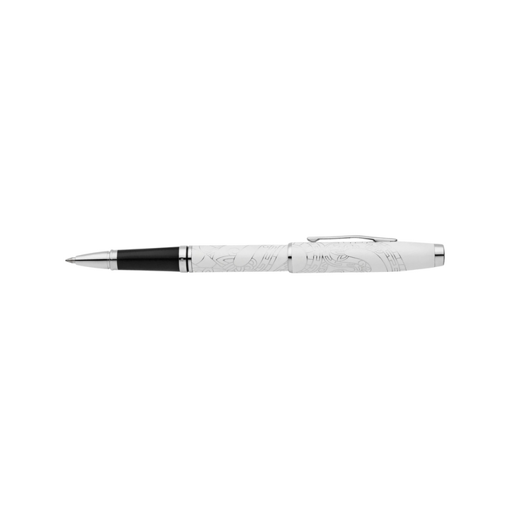 Cross Coventry Zodiac Year of the Snake Rollerball Pen - Pearl White Lacquer with Polished Chrome — writing at an angle