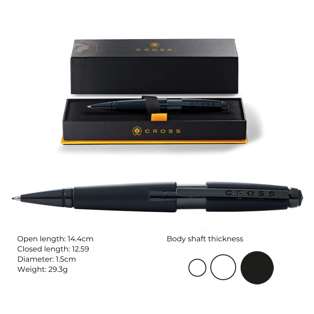Cross Edge Gel Rollerball Pen in Matte Black Lacquer — Cross rollerball pen — fluid gel ink writing instrument, at Cityluxe Singapore