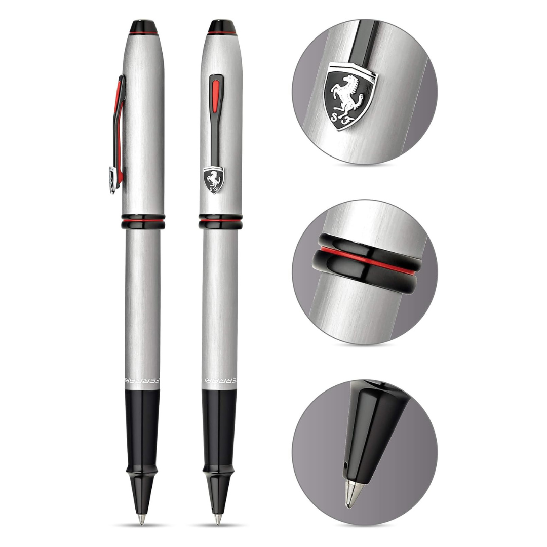 Cross Ferrari Townsend Rollerball Pen in Chrome — Cross rollerball pen — fluid gel ink writing instrument, at Cityluxe Singapore