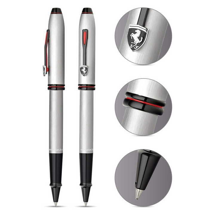 Cross Ferrari Townsend Rollerball Pen in Chrome — Cross rollerball pen — fluid gel ink writing instrument, at Cityluxe Singapore