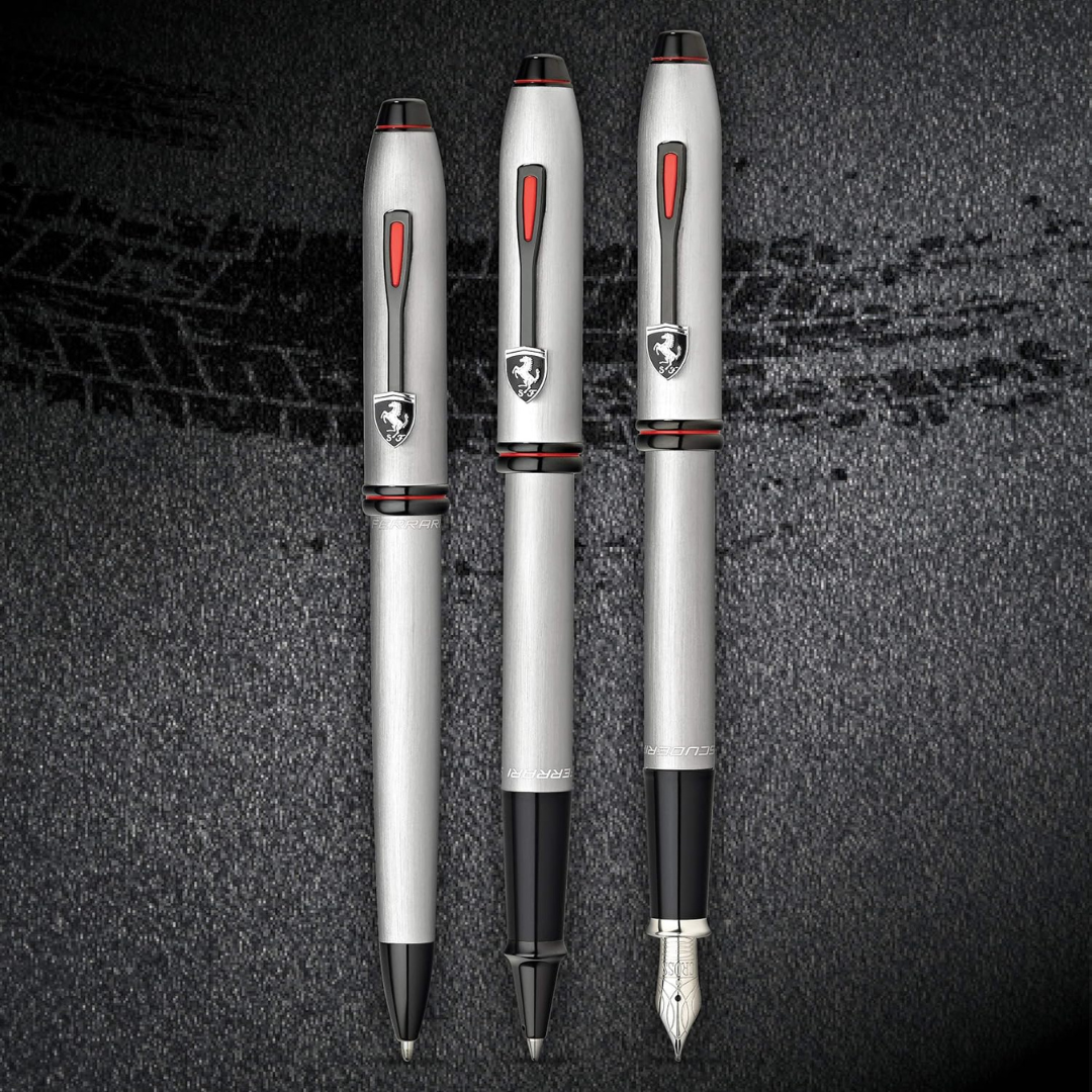 Cross Ferrari Townsend Rollerball Pen in Chrome — Cross rollerball pen — fluid gel ink writing instrument, at Cityluxe Singapore