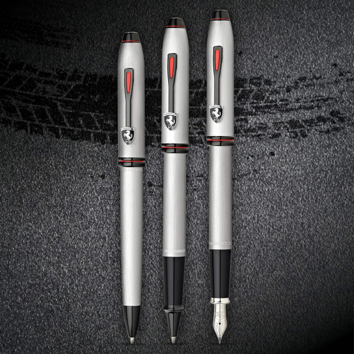 Cross Ferrari Townsend Rollerball Pen in Chrome — Cross rollerball pen — fluid gel ink writing instrument, at Cityluxe Singapore