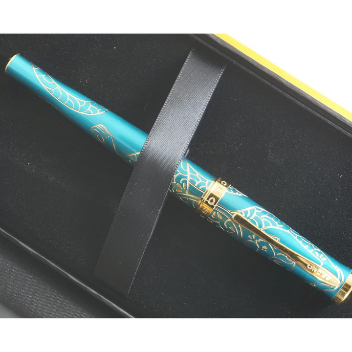 Cross Sauvage Year of the Monkey Rollerball Pen - Tibetan Teal with Gold Inlays and Appointments (Special Edition) — Cross rollerball pen — fluid gel ink writing instrument, at Cityluxe Singapore