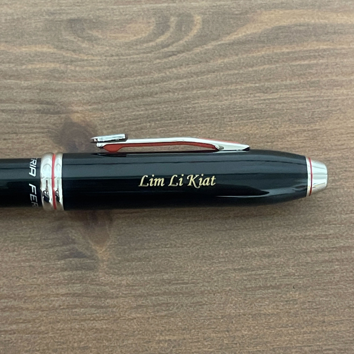 Cross Ferrari Townsend Rollerball Pen in Glossy Black Lacquer — Cross rollerball pen — fluid gel ink writing instrument, at Cityluxe Singapore