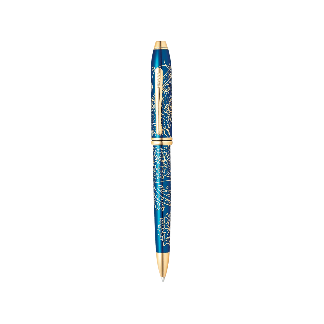 Cross Townsend Year of the Rat Ballpoint Pen - Translucent Blue Lacquer with Gold Plated Inlays and Appointments — Cross ballpoint pen — reliable smooth-writing everyday pen, at Cityluxe Singapore