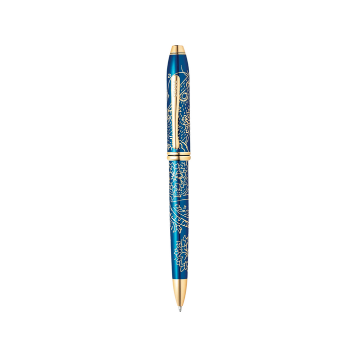 Cross Townsend Year of the Rat Ballpoint Pen - Translucent Blue Lacquer with Gold Plated Inlays and Appointments — Cross ballpoint pen — reliable smooth-writing everyday pen, at Cityluxe Singapore