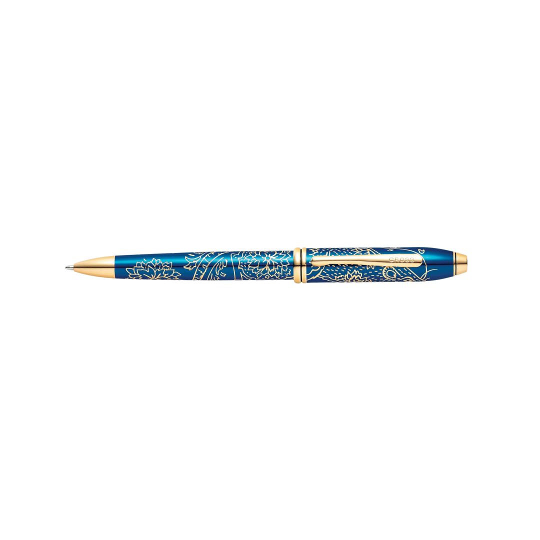 Cross Townsend Year of the Rat Ballpoint Pen - Translucent Blue Lacquer with Gold Plated Inlays and Appointments — Cross ballpoint pen — reliable smooth-writing everyday pen, at Cityluxe Singapore