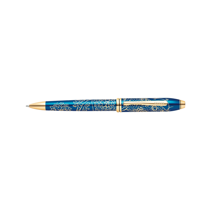 Cross Townsend Year of the Rat Ballpoint Pen - Translucent Blue Lacquer with Gold Plated Inlays and Appointments — Cross ballpoint pen — reliable smooth-writing everyday pen, at Cityluxe Singapore