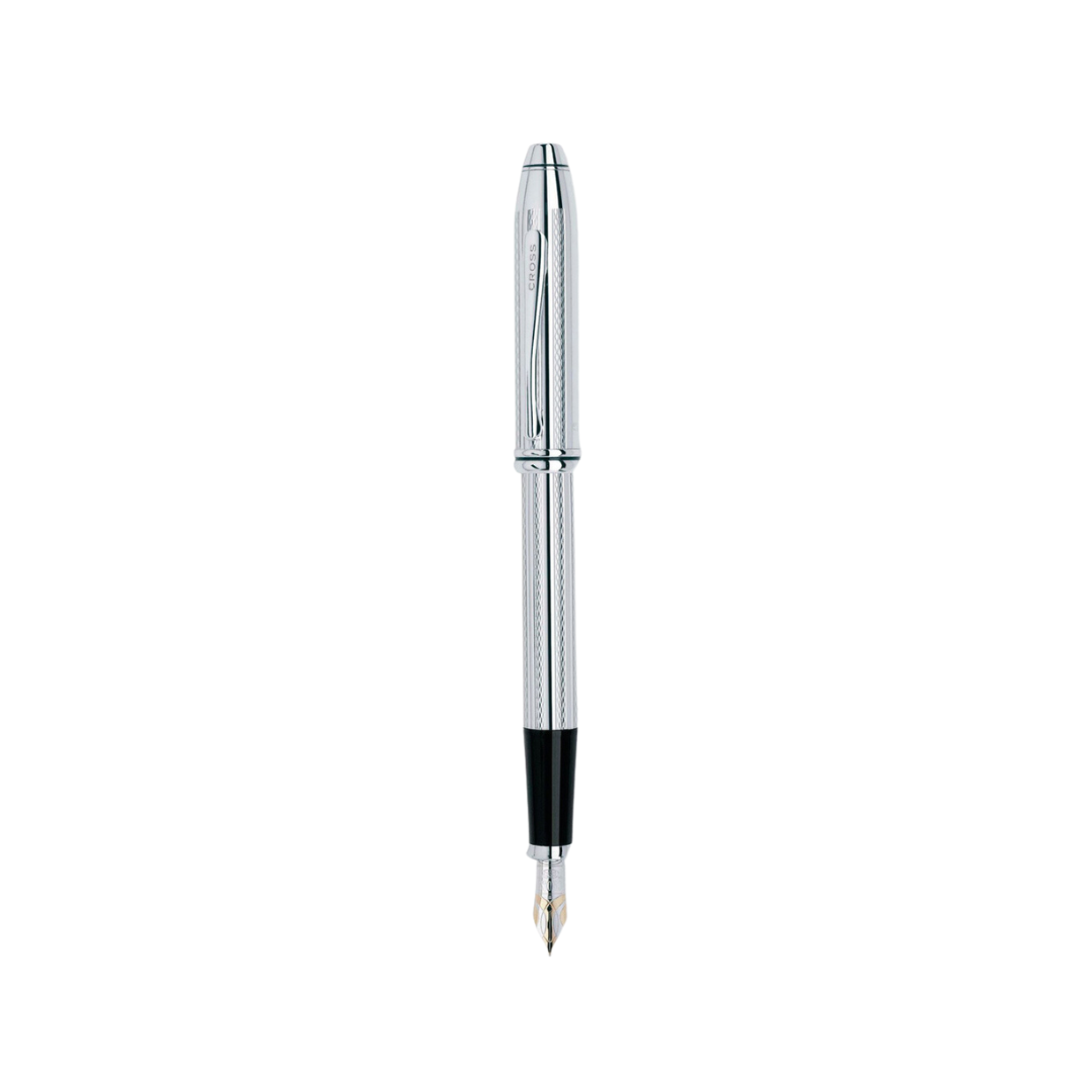 Cross Townsend Fountain Pen in Platinum — Cross fountain pen — precision nib writing instrument, at Cityluxe Singapore stationery store