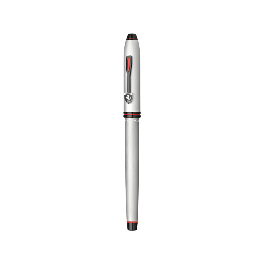 Cross Ferrari Townsend Fountain Pen in Chrome/ Aluminum Gray — Cross fountain pen — precision nib writing instrument, at Cityluxe Singapore stationery store