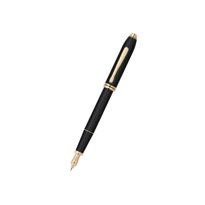 Cross Townsend Classic Black Lacquer Fountain Pen — Cross fountain pen — precision nib writing instrument, at Cityluxe Singapore stationery store