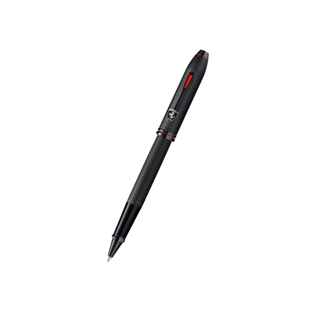 Cross Ferrari Townsend Rollerball Pen in Brushed Black Etched Honeycomb — Cross rollerball pen — fluid gel ink writing instrument, at Cityluxe Singapore