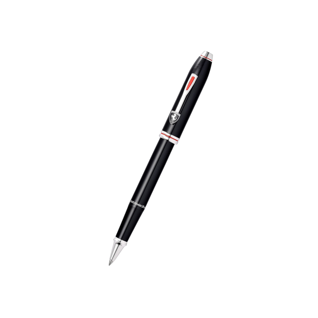 Cross Ferrari Townsend Rollerball Pen in Glossy Black Lacquer — Cross rollerball pen — fluid gel ink writing instrument, at Cityluxe Singapore