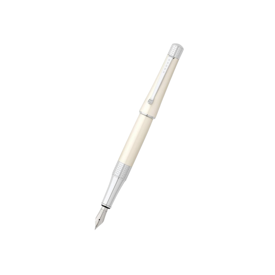 Cross Beverly Fountain Pen in White Lacquer — Cross fountain pen — precision nib writing instrument, at Cityluxe Singapore stationery store