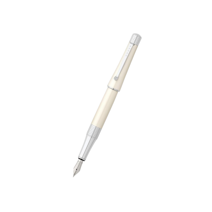 Cross Beverly Fountain Pen in White Lacquer — Cross fountain pen — precision nib writing instrument, at Cityluxe Singapore stationery store
