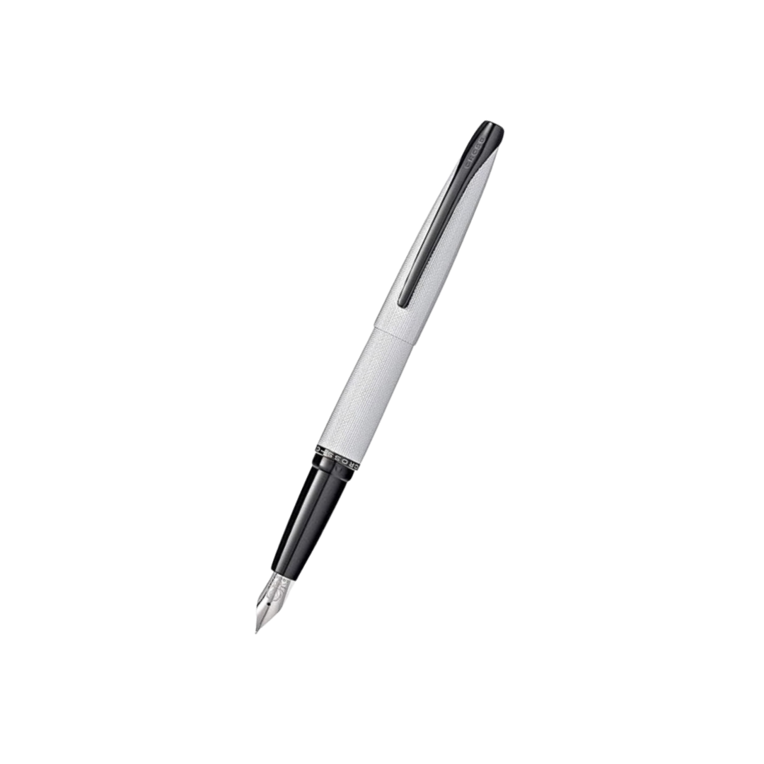 Cross ATX Fountain Pen in Brushed Chrome — Cross fountain pen — precision nib writing instrument, at Cityluxe Singapore stationery store
