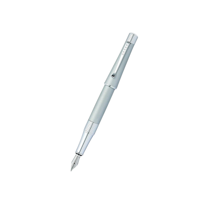 Cross Beverly Fountain Pen in Satin Chrome — Cross fountain pen — precision nib writing instrument, at Cityluxe Singapore stationery store