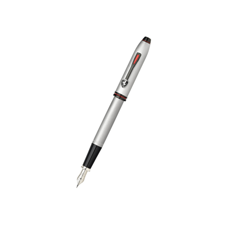Cross Ferrari Townsend Fountain Pen in Chrome/ Aluminum Gray — Cross fountain pen — precision nib writing instrument, at Cityluxe Singapore stationery store