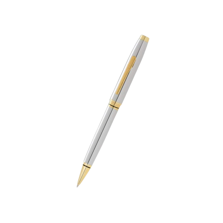 Cross Coventry Polished Chrome with Gold-Tone Ballpoint Pen — Cross ballpoint pen — reliable smooth-writing everyday pen, at Cityluxe Singapore