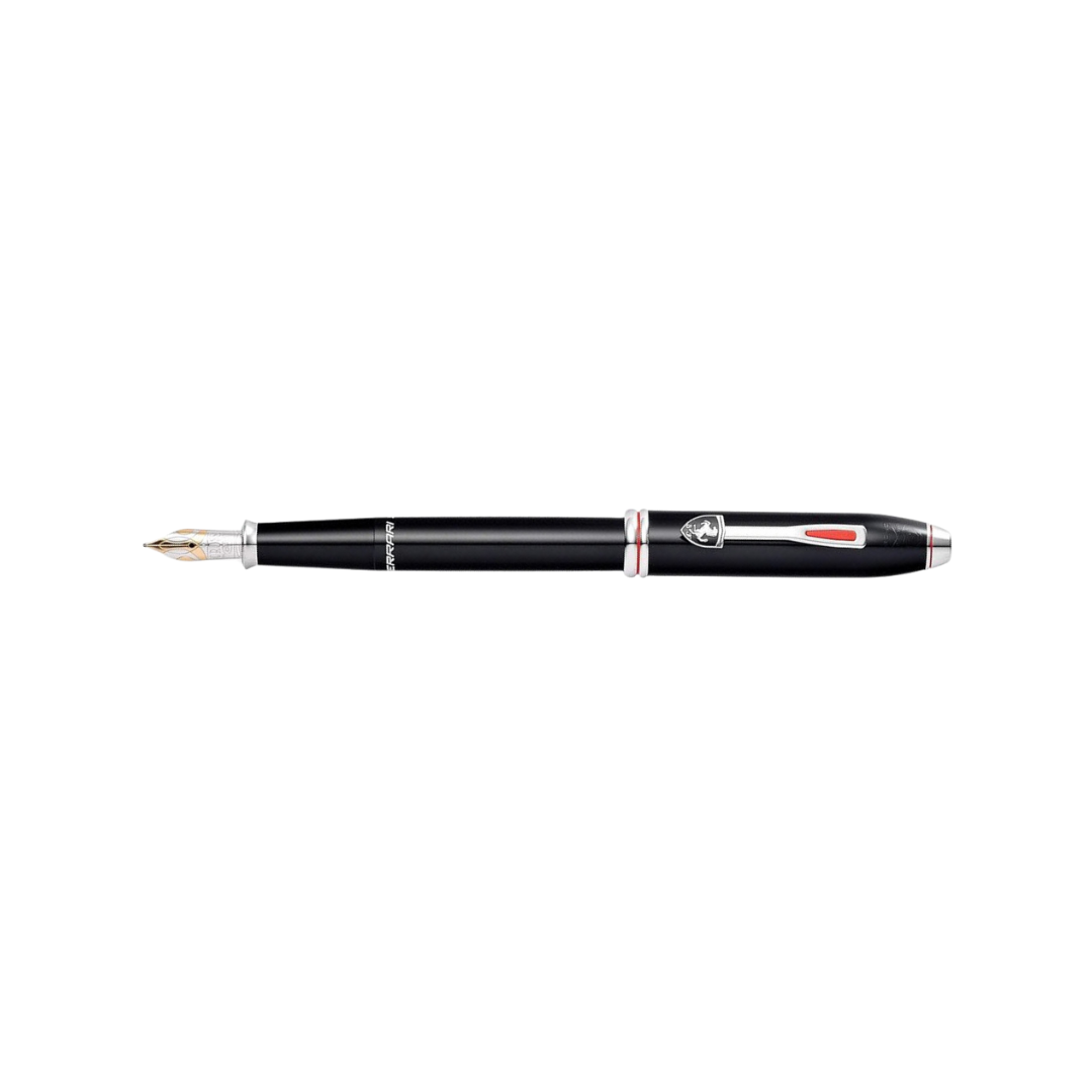 Cross Ferrari Townsend Fountain Pen in Glossy Black Lacquer — Cross fountain pen — precision nib writing instrument, at Cityluxe Singapore stationery store