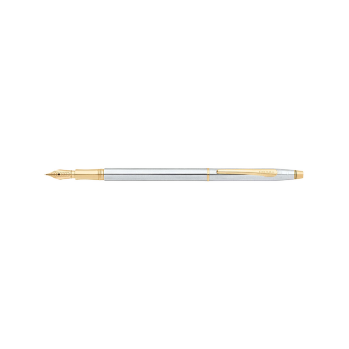 Cross Classic Century Fountain Pen in Chrome with Gold Trims — Cross fountain pen — precision nib writing instrument, at Cityluxe Singapore stationery store