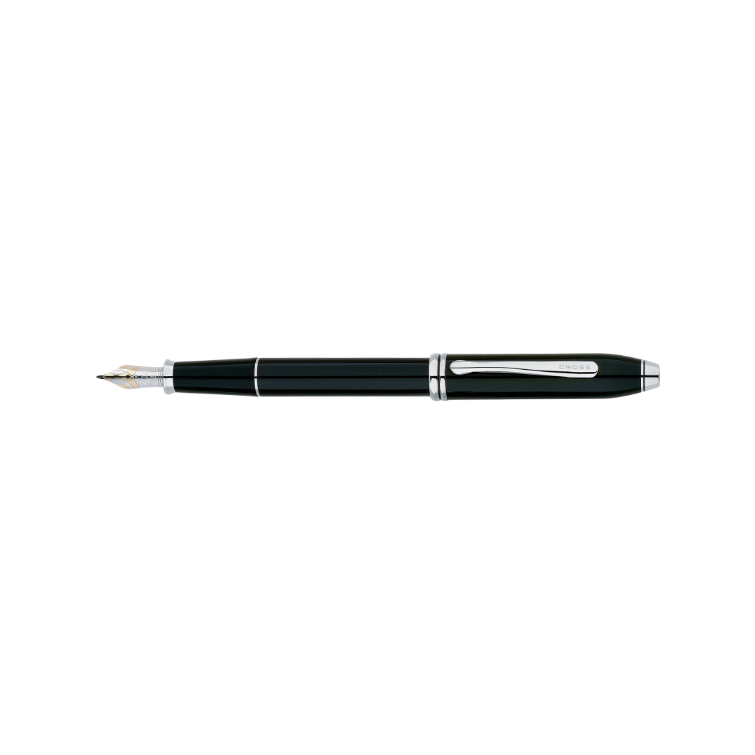 Cross Townsend Black Lacquer Fountain Pen (18k Rhodium Plated Nib)