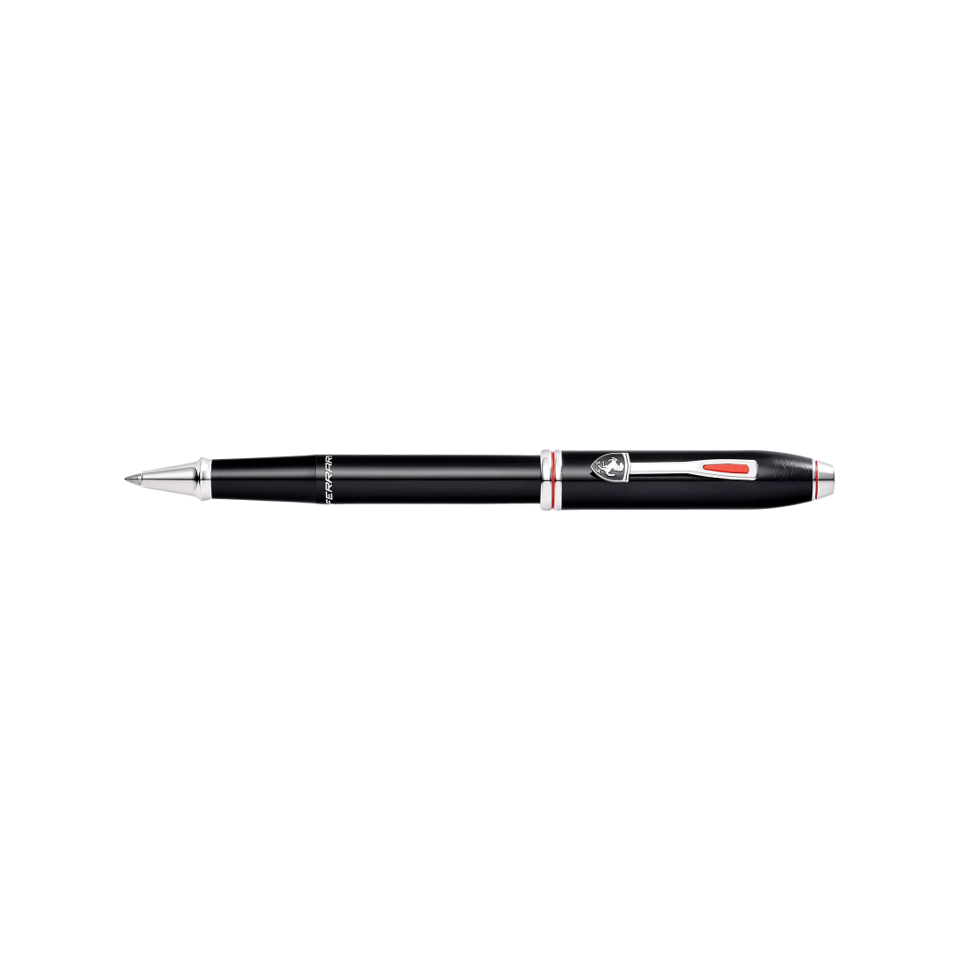 Cross Ferrari Townsend Rollerball Pen in Glossy Black Lacquer — Cross rollerball pen — fluid gel ink writing instrument, at Cityluxe Singapore