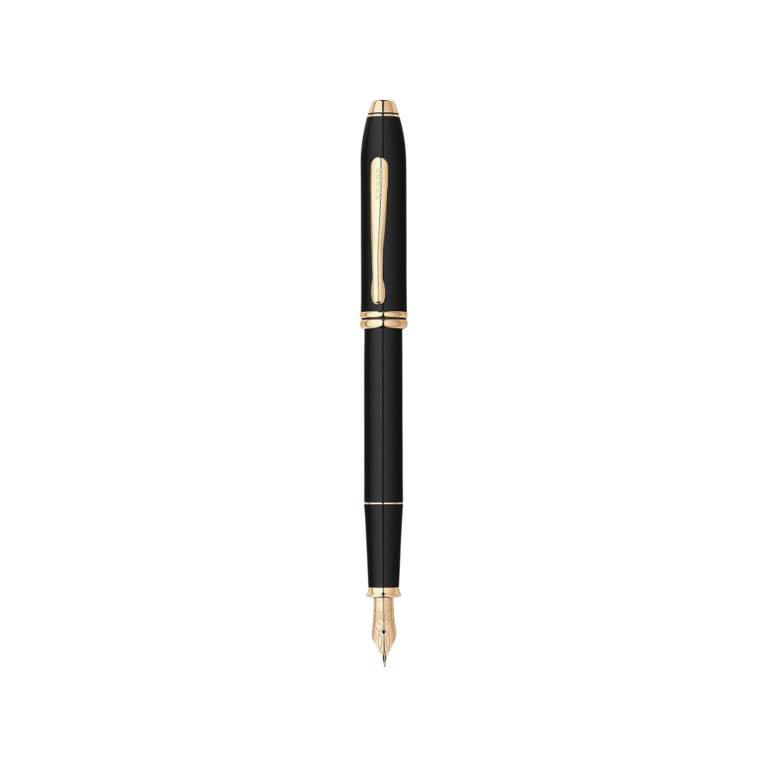 Cross Townsend Classic Black Lacquer Fountain Pen — Cross fountain pen — precision nib writing instrument, at Cityluxe Singapore stationery store