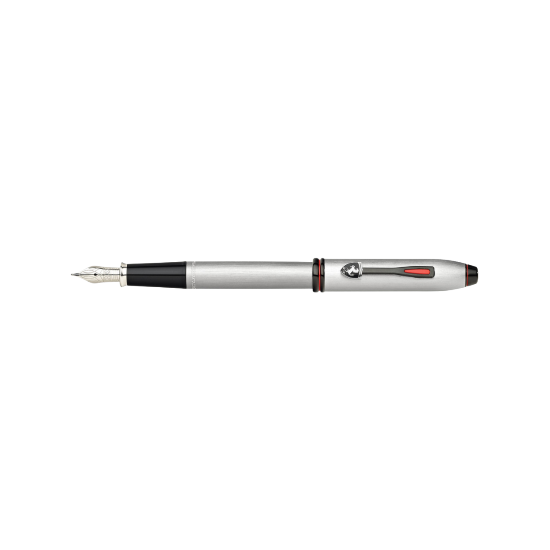 Cross Ferrari Townsend Fountain Pen in Chrome/ Aluminum Gray — Cross fountain pen — precision nib writing instrument, at Cityluxe Singapore stationery store