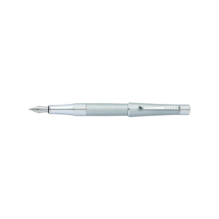 Cross Beverly Fountain Pen in Satin Chrome — Cross fountain pen — precision nib writing instrument, at Cityluxe Singapore stationery store