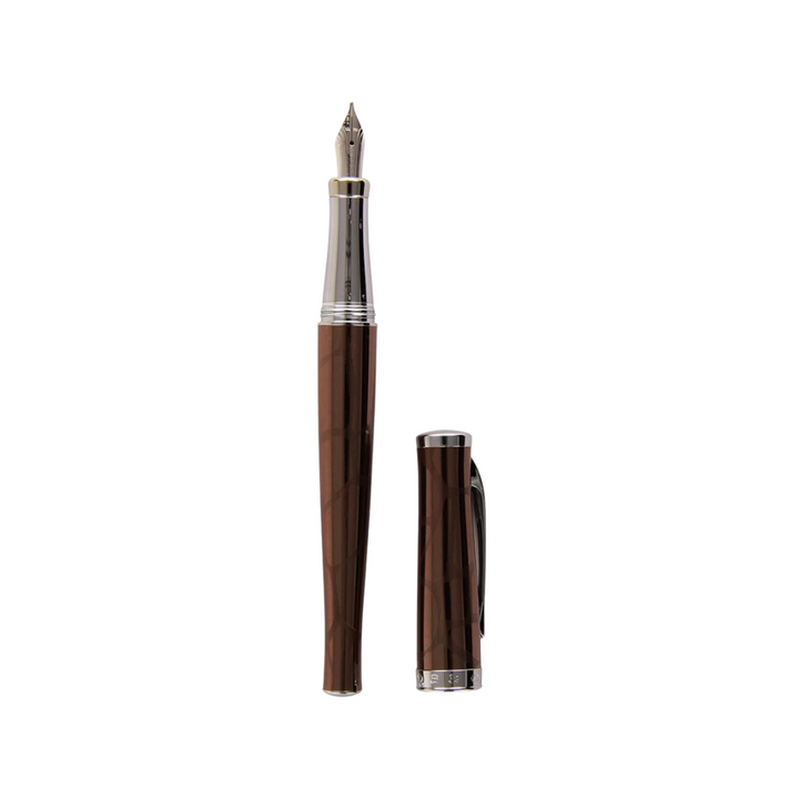 Cross Fountain Pen in Brown Giraffe with Chrome Trims — Cross fountain pen — precision nib writing instrument, at Cityluxe Singapore stationery store