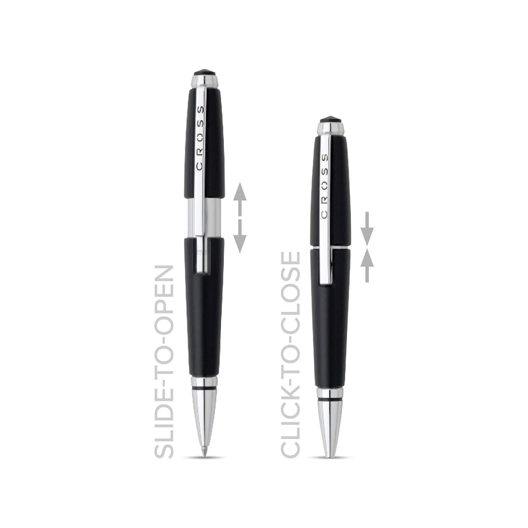 Cross Edge Rollerball Pen in Jet Black — Cross rollerball pen — fluid gel ink writing instrument, at Cityluxe Singapore