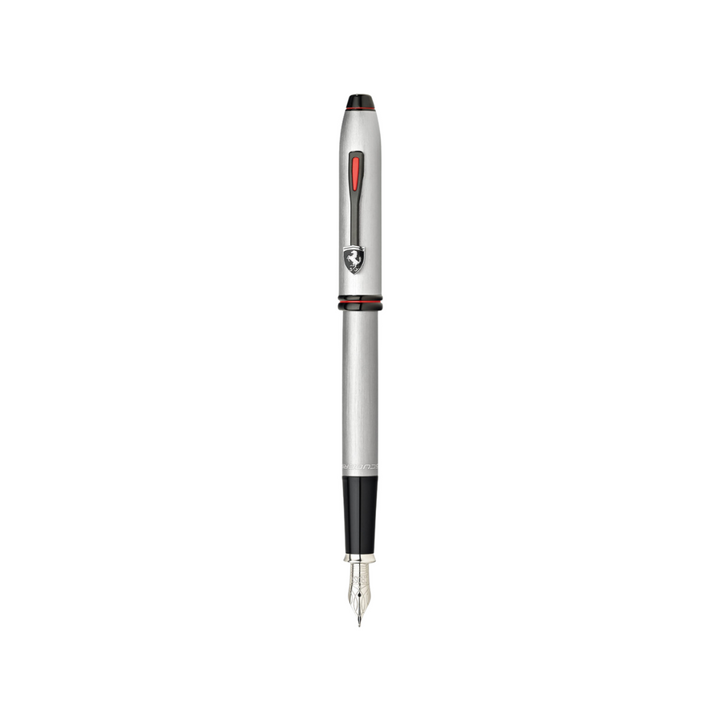 Cross Ferrari Townsend Fountain Pen in Chrome/ Aluminum Gray — Cross fountain pen — precision nib writing instrument, at Cityluxe Singapore stationery store