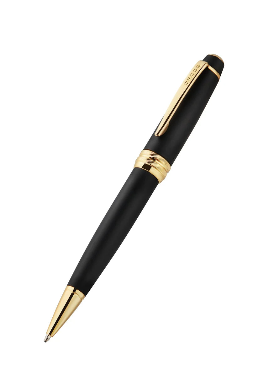 Cross Bailey Matte Black Lacquer with 23KT Gold PVD Ballpoint Pen