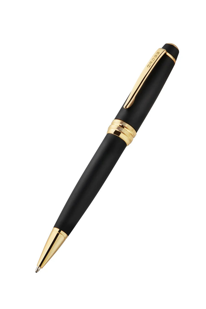 Cross Bailey Matte Black Lacquer with 23KT Gold PVD Ballpoint Pen