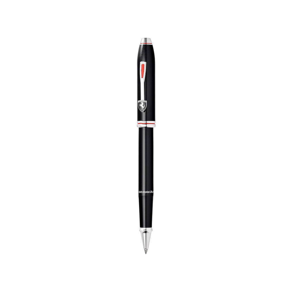 Cross Ferrari Townsend Rollerball Pen in Glossy Black Lacquer — Cross rollerball pen — fluid gel ink writing instrument, at Cityluxe Singapore
