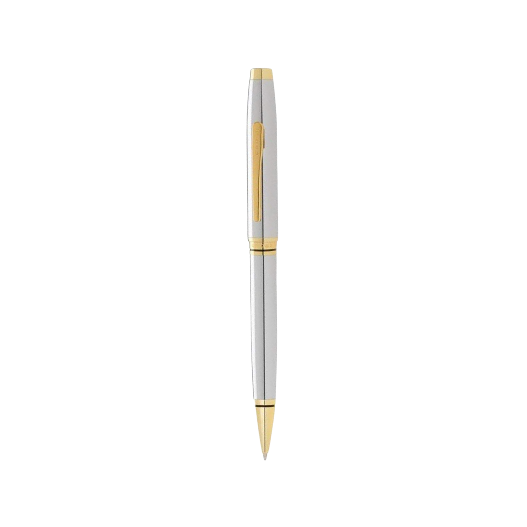 Cross Coventry Polished Chrome with Gold-Tone Ballpoint Pen — Cross ballpoint pen — reliable smooth-writing everyday pen, at Cityluxe Singapore