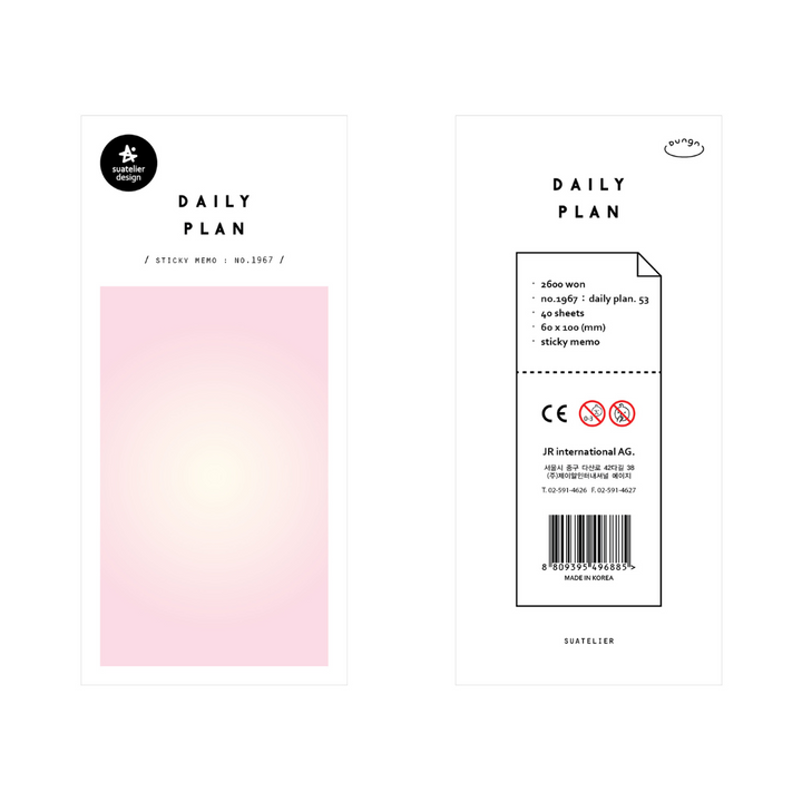 Suatelier Daily Plan Sticky Memo in .53 Pink Light (1) — Suatelier sticky memo — premium stationery and lifestyle, at Cityluxe Singapore