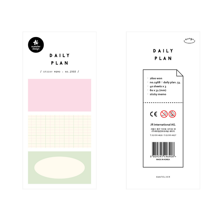 Suatelier Daily Plan Sticky Memo in .54 Pastel Title (3) — Suatelier sticky memo — premium stationery and lifestyle, at Cityluxe Singapore