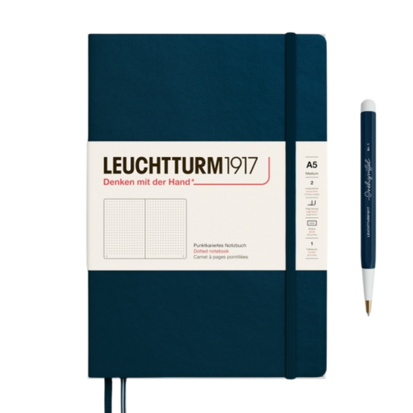 Leuchtturm1917 A5 Medium Hardcover Notebook - Dotted / Deep Sea — front cover