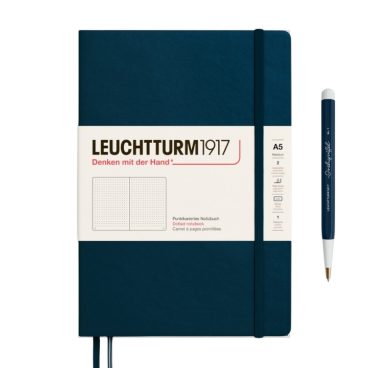Leuchtturm1917 A5 Medium Hardcover Notebook in Dotted / Deep Sea — Leuchtturm1917 notebook — quality writing journal with premium paper, at Cityluxe Singapore stationery store