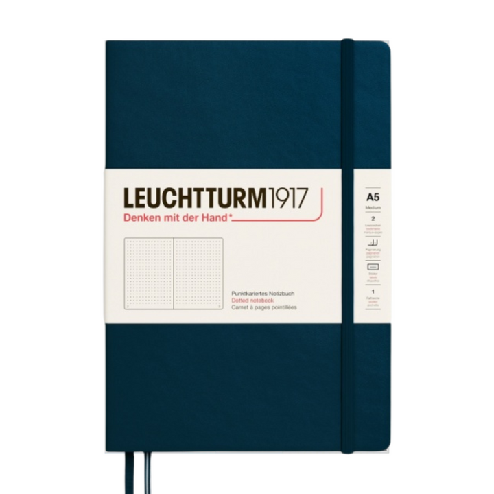 Leuchtturm1917 A5 Medium Hardcover Notebook in Dotted / Deep Sea — Leuchtturm1917 notebook — quality writing journal with premium paper, at Cityluxe Singapore stationery store